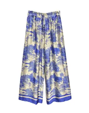 Toile de Jouy Muster Hose royal blau