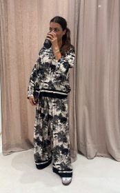 Toile de Jouy Hose beige schwarz