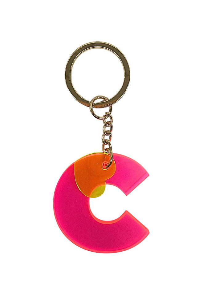 Schlüsselanhänger neon pink "A, B, C oder D" – Bild 3