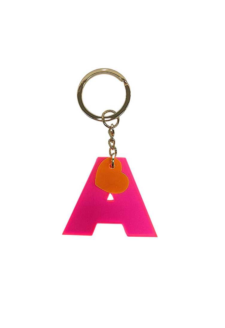 Schlüsselanhänger neon pink "A, B, C oder D"