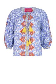 bestickte Bluse mit Blumendruck