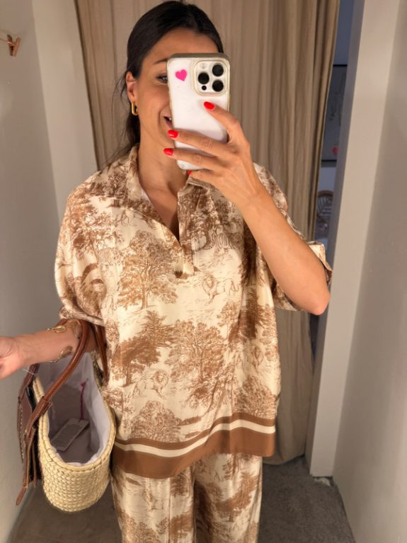 Toille de jouy bluse hellbraun