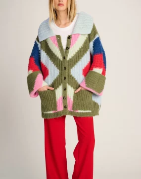 Les tricots bunter cardigan mit knöpfen