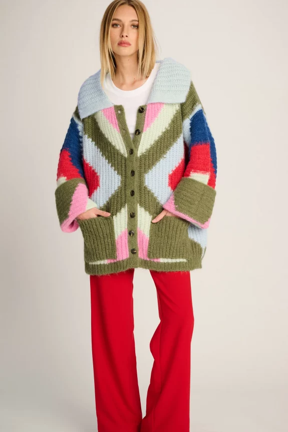 Les tricots bunter cardigan mit knöpfen