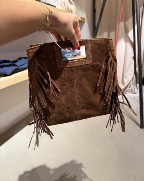 Fransentasche aus Wildleder in Cognac Braun 