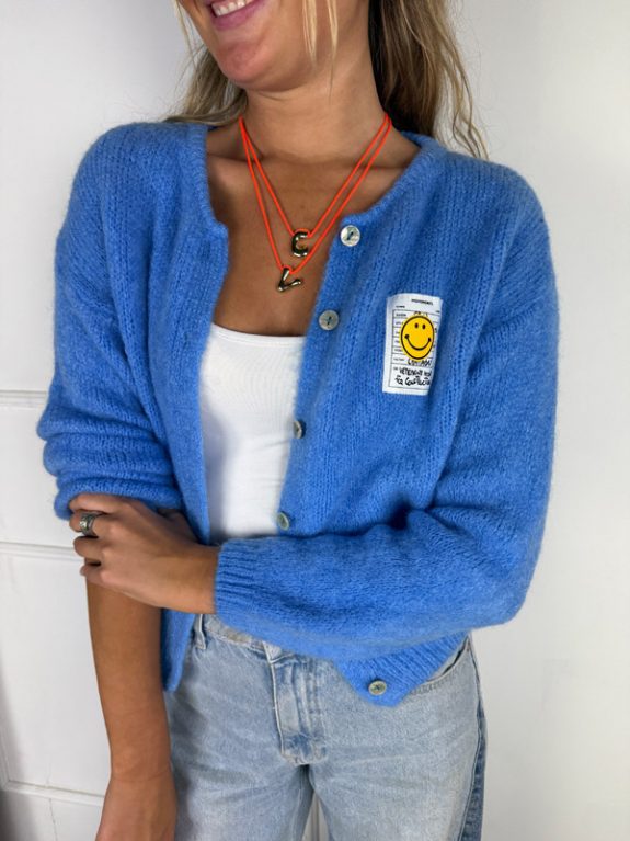 Smiley Cardigan in Royalblau – Bild 5