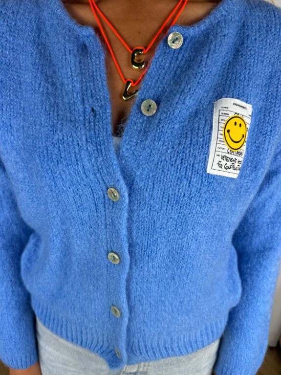 Smiley Cardigan in Royalblau – Bild 3