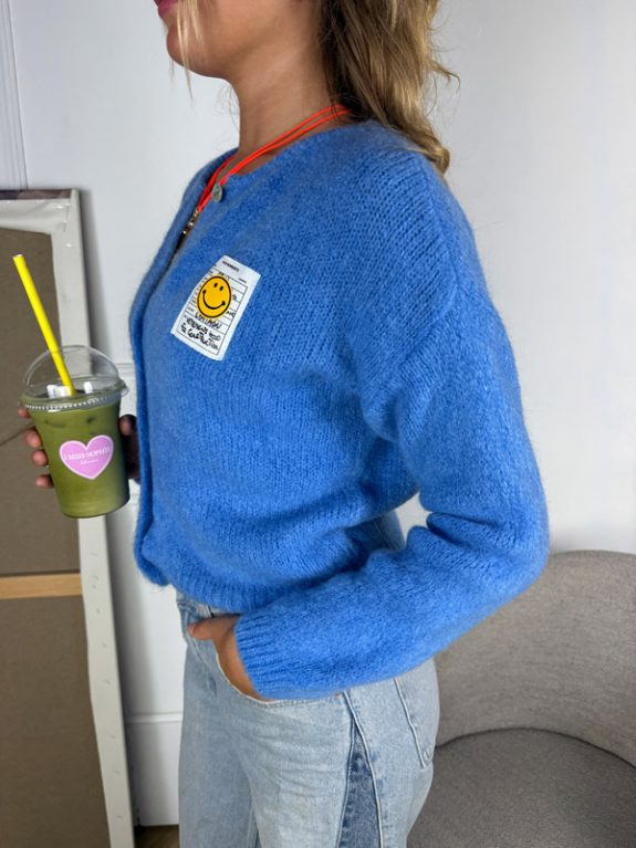 Smiley Cardigan in Royalblau – Bild 2