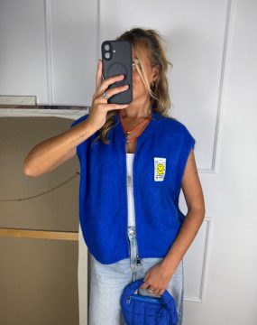 Smiley Cardigan Weste in Royalblau