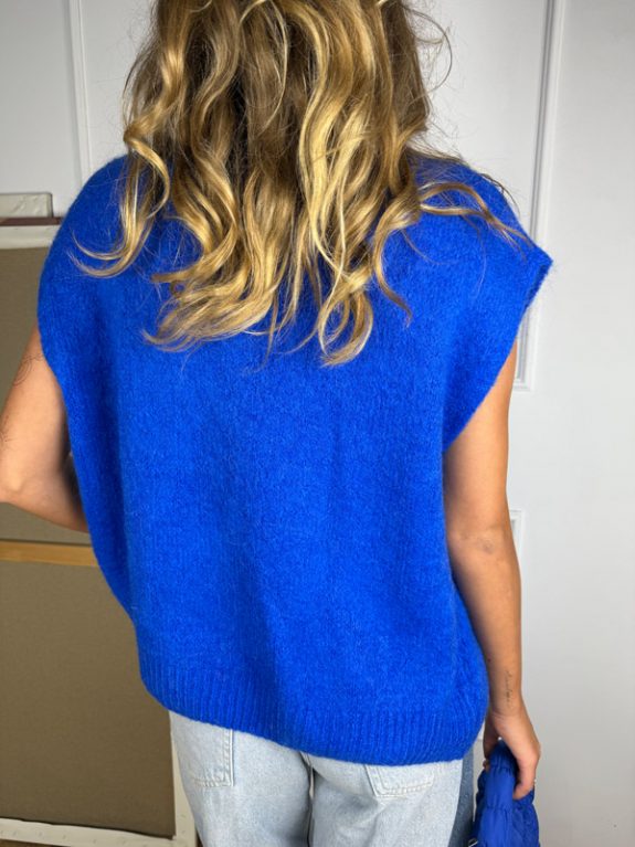 Smiley Cardigan Weste in Royalblau – Bild 3