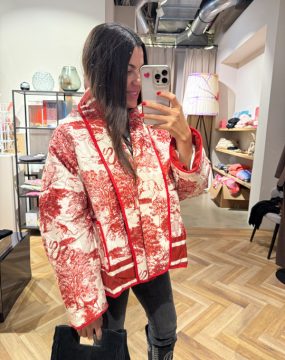 Toile-de-Jouy Steppjacke in Off-White Rot