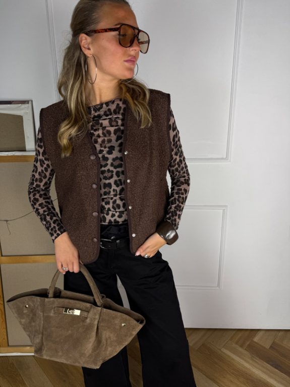 Cozy Teddyweste in Coffee Braun – Bild 2