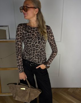 Leo Langarmshirt in Braun/Beige & Schwarz