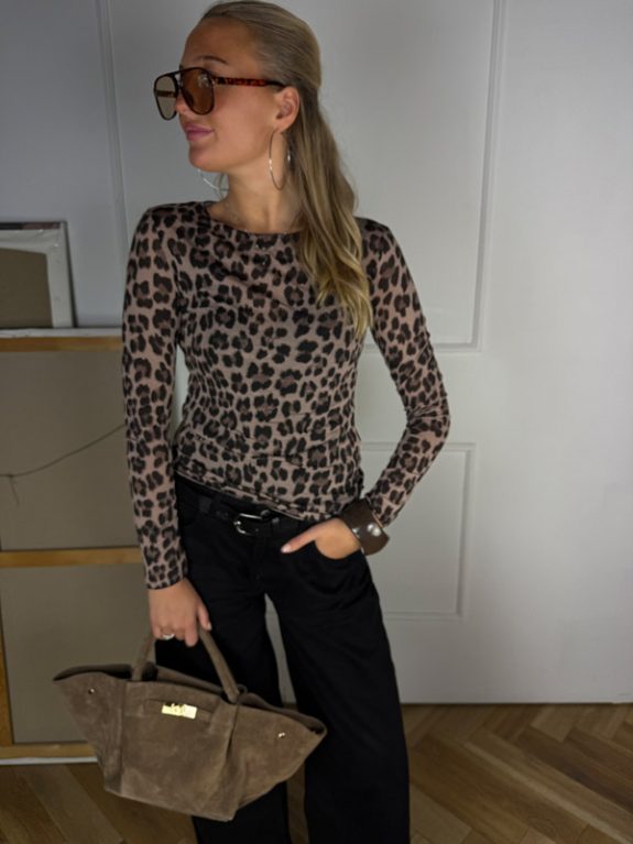 Leo Langarmshirt in Braun/Beige & Schwarz