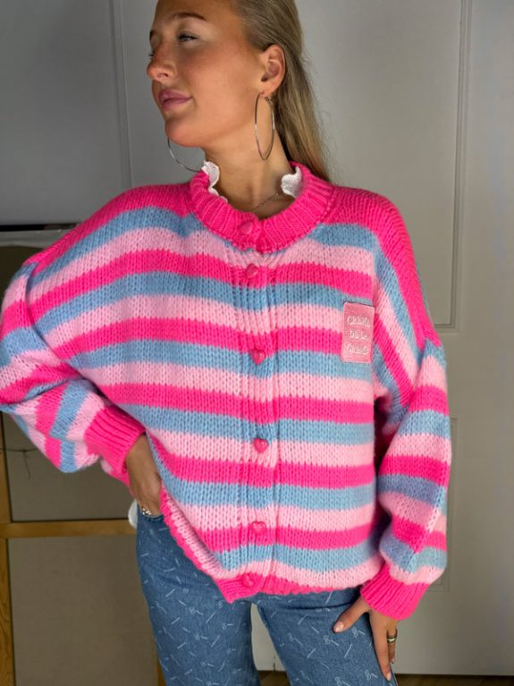 Crème de la Crème Oversized Cardigan Blau, Rosa & Pink – Bild 3