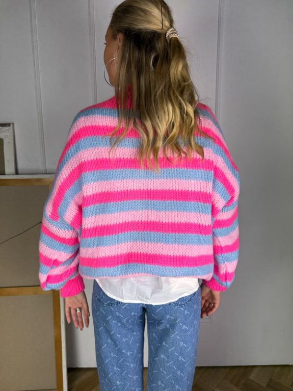 Crème de la Crème Oversized Cardigan Blau, Rosa & Pink – Bild 2