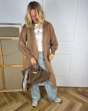 Langer Cardigan – Kamel Kid Mohair