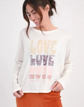 Lily Long-Sleeve T-Shirt – Weiß mit Statement-Print