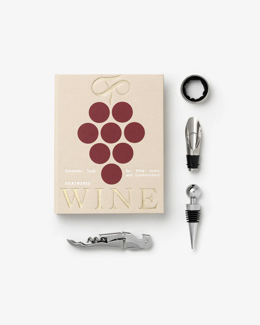 Weinwerkzeug-Set Buchbox Beige & Rot