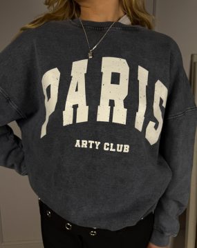 Paris Sweater Anthrazit mit weißem Print