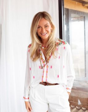 Place du Soleil Bluse mit Stickerei