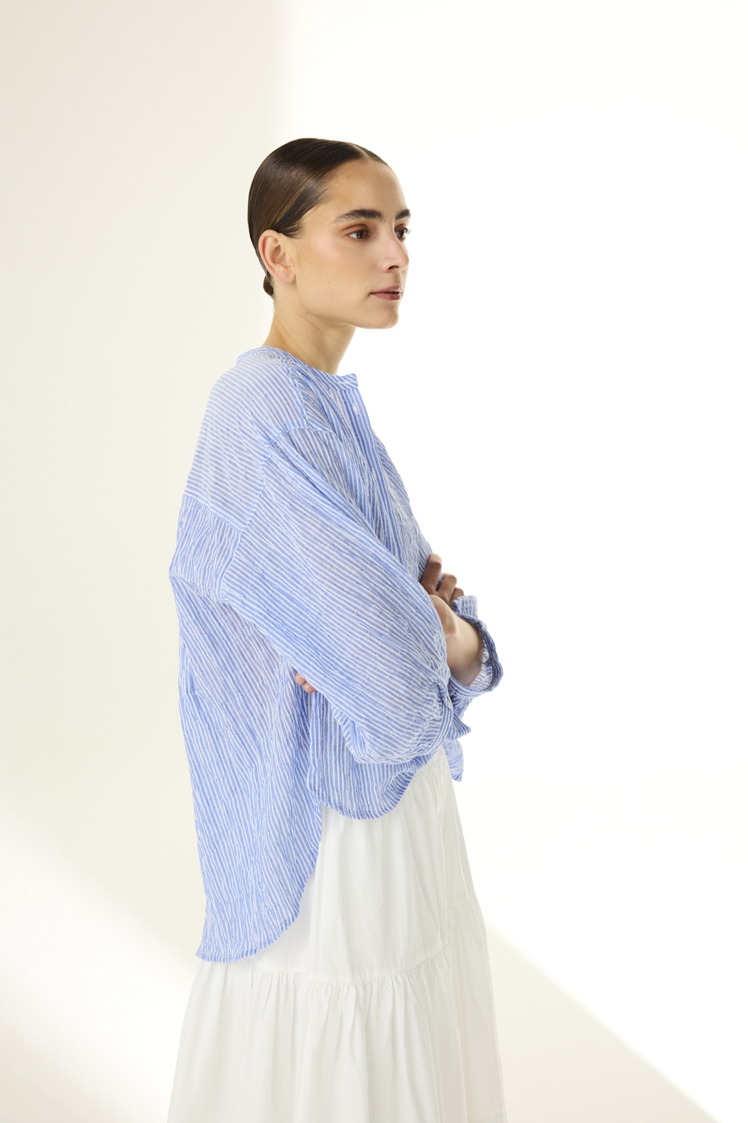 Bluse „Lucca“ – JcSophie | Kollektion: Serenity | Weiß-Blau gestreift