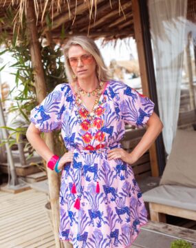 Kleid Tiger-Palmen Druck Place du Soleil