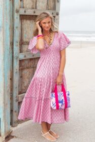 rosa kleid maxi