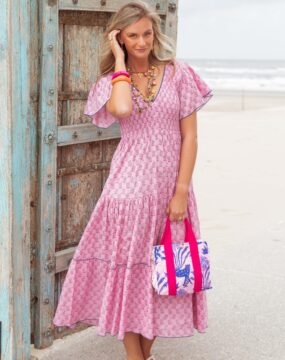 rosa kleid maxi