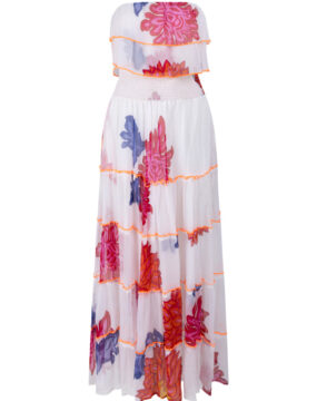 place du Soleil Maxikleid mit floralem Print