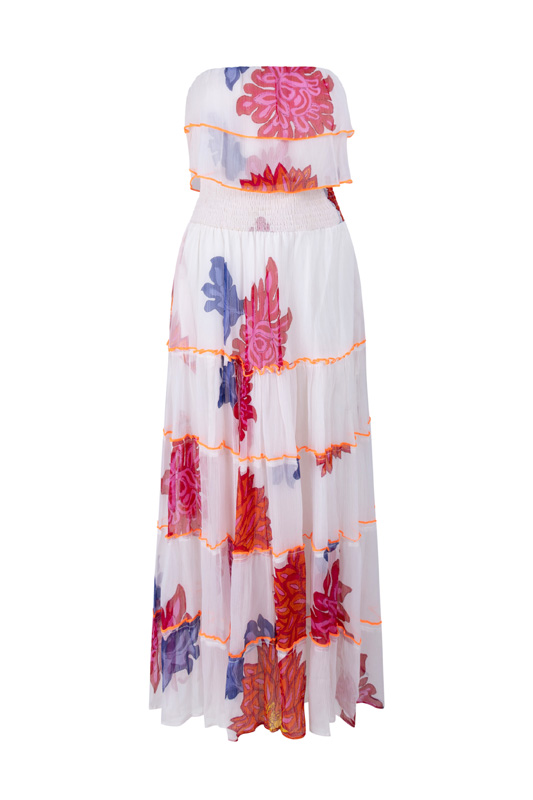 place du Soleil Maxikleid mit floralem Print
