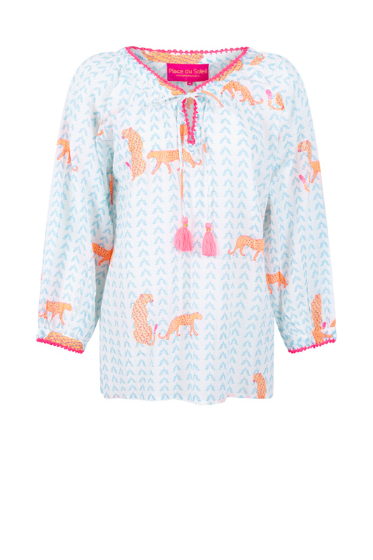 Place du Soleil Bluse mit Tier-Print