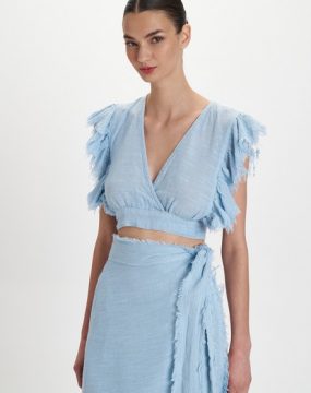 Pearl & Caviar Cropped Top in Hellblau