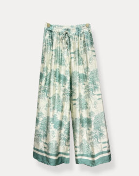 lange Hose Toile-de-Jouyl-Hose-Druck weiss türkis