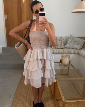 Stufenkleid kurz beige