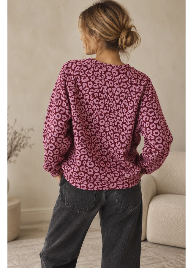 Sweatshirt Leo Bordeaux & Rosa – Bild 3