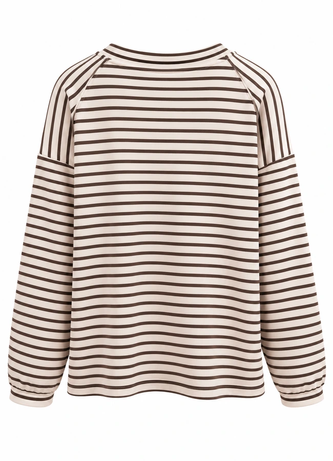Sweatshirt Beige-Braun gestreift – Bild 4