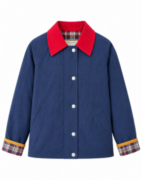 Jacke Navy mit rotem Cordkragen
