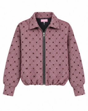 Jacke Rosa mit Fischgrätenmuster & Punkten