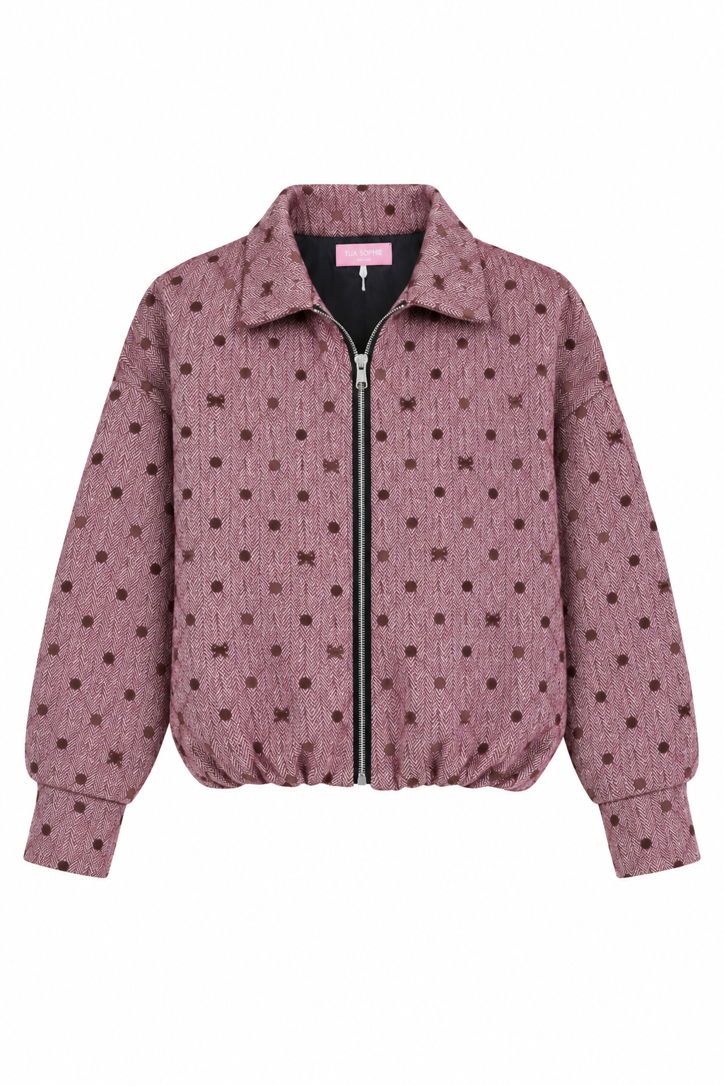 Jacke Rosa mit Fischgrätenmuster & Punkten
