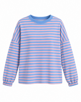 Sweatshirt in Rosa-Blau gestreift
