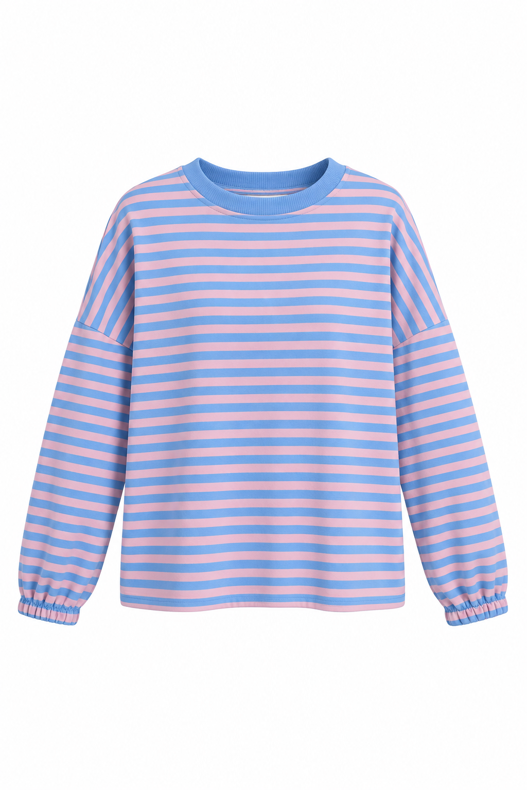 Sweatshirt in Rosa-Blau gestreift