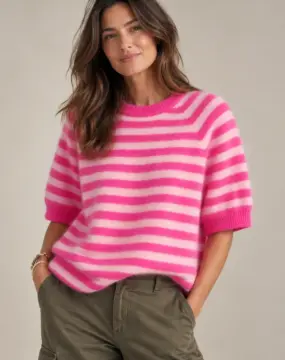 Kurzarm-Strickpullover Pink/Rosa