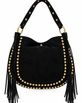 Wildledertasche mit Nieten schwarz
