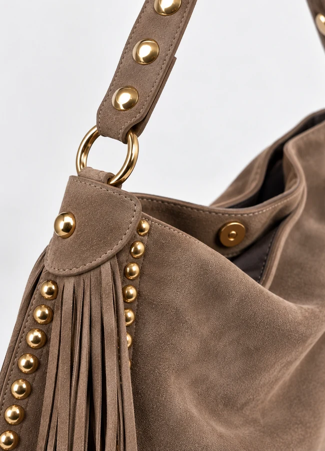 Wildledertasche mit Nieten – Bild 6